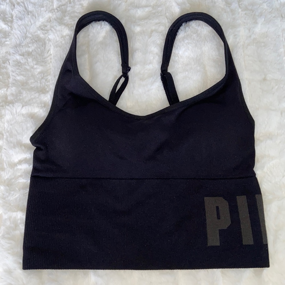 Victoria's Secret PINK Active Seamless Lightly Lined Sports Bra Black XS X Small